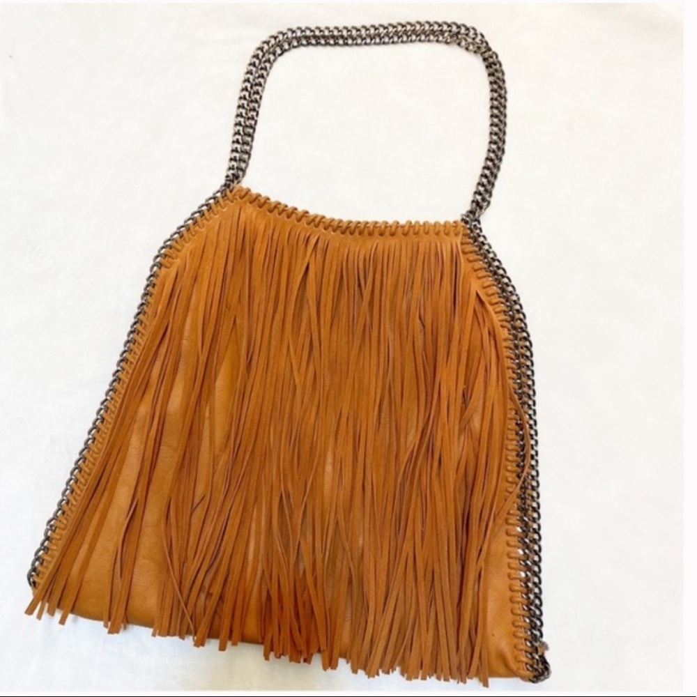 Vegan Leather Fringe Chain Shoulder Bag